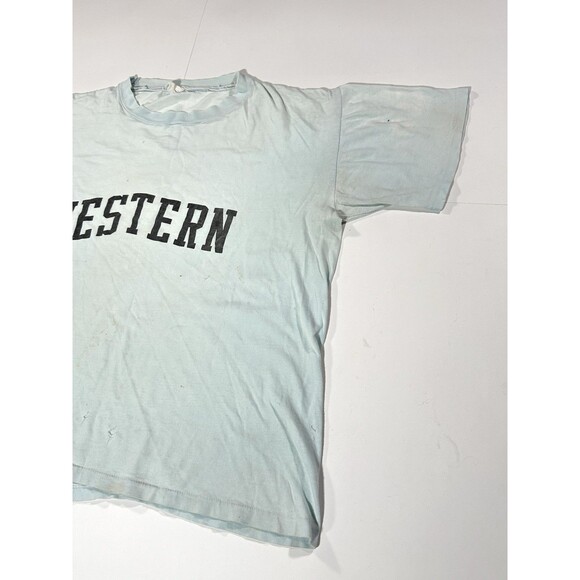 Vintage 70s Western Michigan University Spellout T-shirt WMU Broncos Distressed - Picture 7 of 13